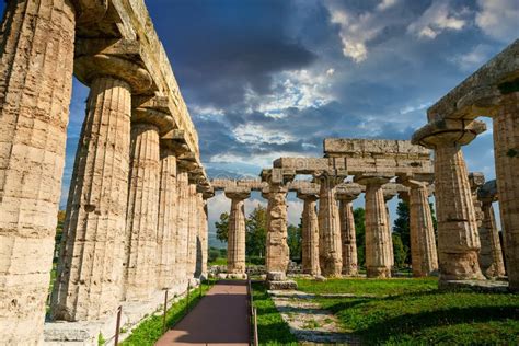 First Temple of Hera in Paestum Stock Photo - Image of architecture ...