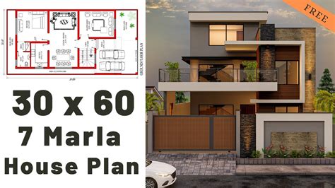 30x60 House Plan 7 Marla House Plan 30x60 House Map YouTube