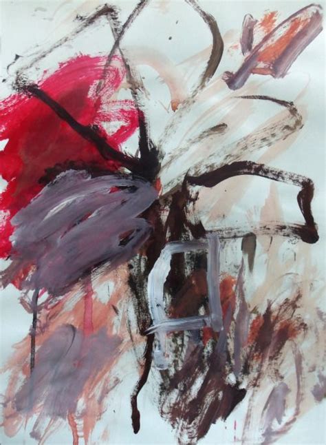 An Abstract Painting With Red And Grey Colors