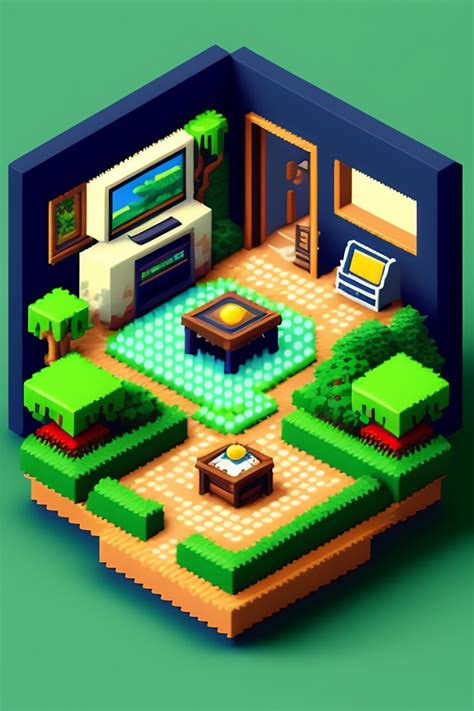 Lexica Pok Mon Detailed Isometric Living Room Bits Pixel Art