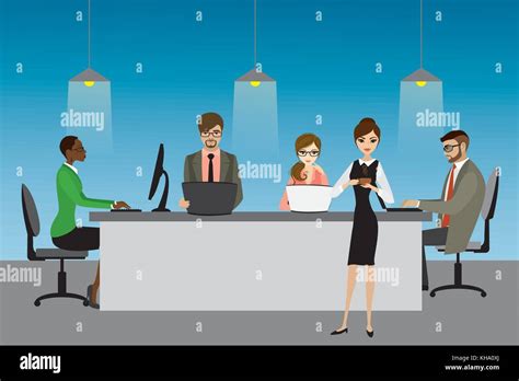 Vector Illustration Of Coworking Center Concept People Working