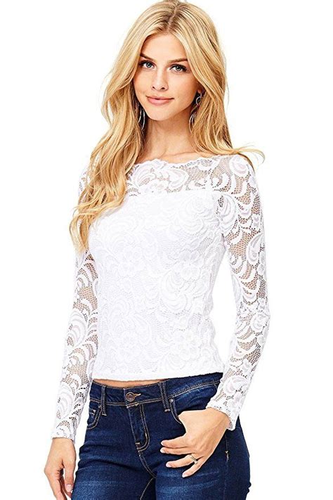 Ambiance Womens Crop Lace Off Shoulder Long Sleeve Top L White