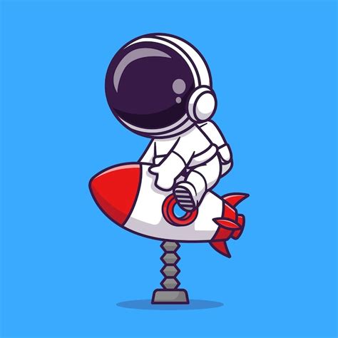 Bonito Astronauta Andando Foguete Brinquedo Desenhos Animados Ícone