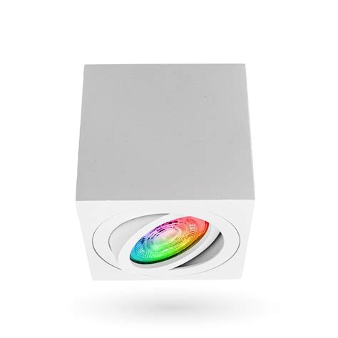 Smart Led Opbouwspot Vierkant Wit W Rgb Cct Kantelbaar