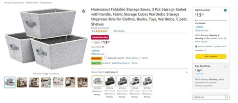 DEAL STACK Homsorout Foldable Storage Boxes 3 Pcs 3 Coupon 10