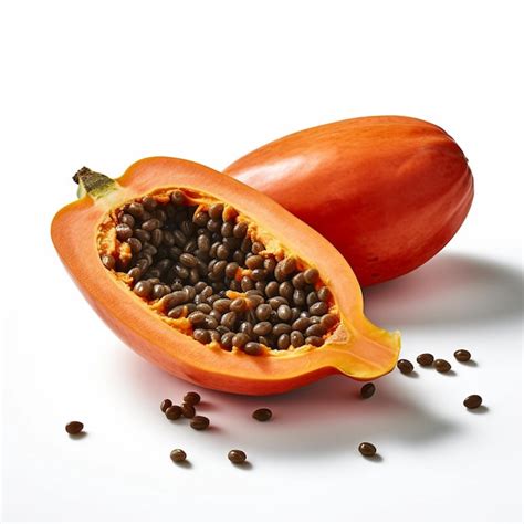 Papaya Con Semillas Sobre Un Fondo Blanco Foto Premium