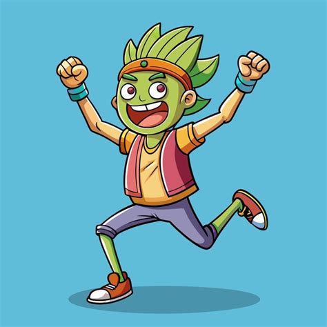 Happy Cartoon Character Victory Dance Cartoon Vector | Premium AI ...