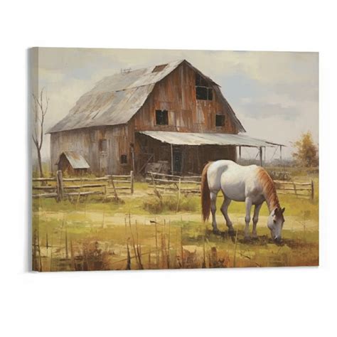 Shiartex Barn Framed Wall Art Decor Rustic Farmhouse Wooden Picture Countryside Windmill Meadow