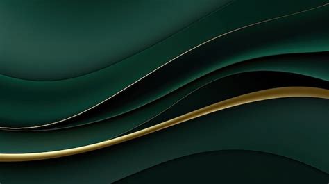 Modern Abstract Dark Green Curve Shape On Dark Background With Gold