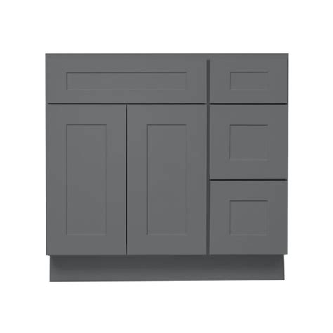 36 Inch Grey Shaker Single Sink Bathroom Vanity With Drawers On The Right Bathroom Furniture 36