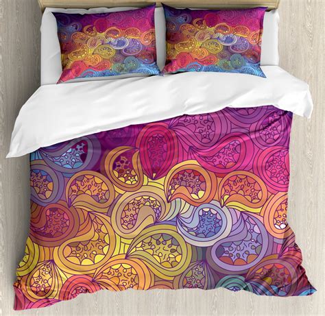 Modern King Size Duvet Cover Set Abstract Leaf Shaped Colorful Wavy