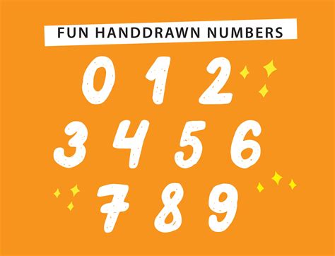 Playful hand drawn numbers with scratches, fun bold font style ...