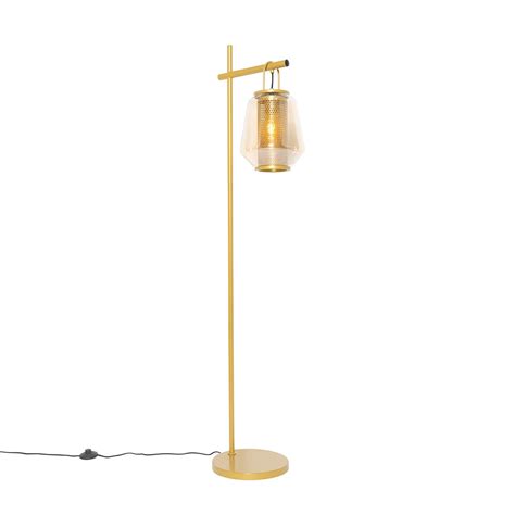 Qazqa Art Deco Vloerlamp Goud Met Amber Glas Kevin Kopen Shop Bij Fonq