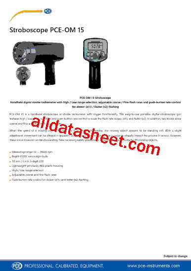 PCE OM15 Datasheet PDF PCE Instruments