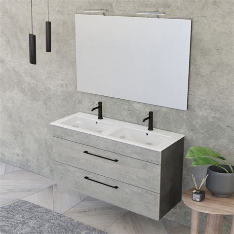 Mobile Bagno Sospeso Cm Smart Grigio Legno Lava Con Specchio