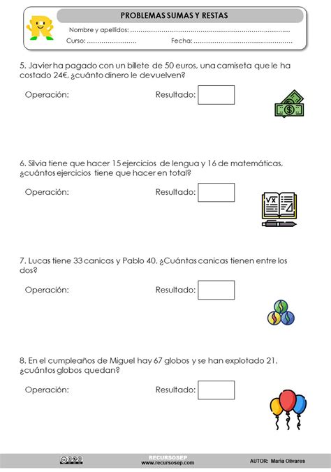 Problemas Matemáticos Sumas Y Restas