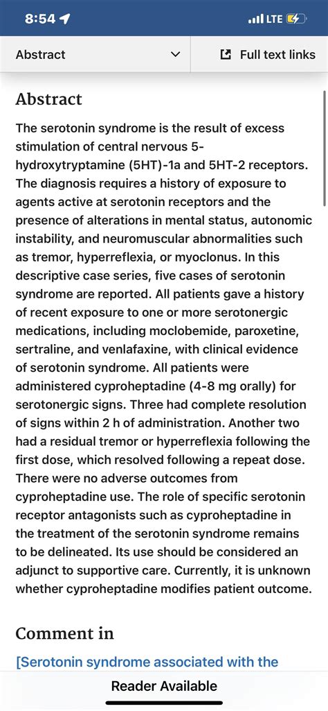 Serotonin Syndromes Potential Antidote Rserotonin