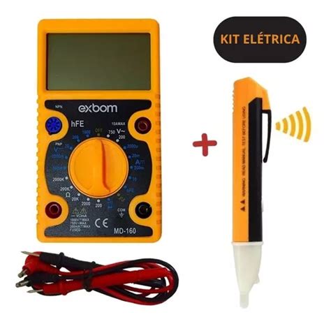 Kit El Trica Exbom Mult Metro Digital Caneta Teste Tens O Nf