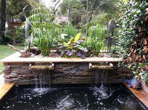 Contemporary Above Ground Koi Pond Water Garden With Bog Waterfall