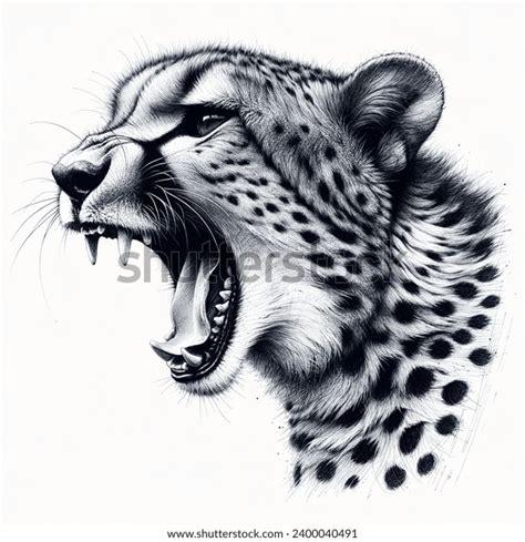 Hand Drawn Realistic Cheetah Roaring Pen AI-generated image 2400040491 | Shutterstock