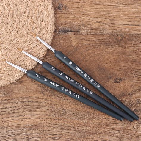 3pcs Brush 0 00 000 Wolf Hair Brushes Set For Detail Art Painting