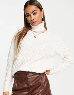 Aeropostale Turtle Neck Quilted Knit Jumper In Cream ASOS