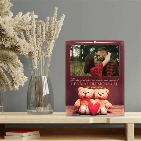 Ramă Foto Sticlă Personalizată Cu O Poză și Mesaj Teddy Bears Printbox