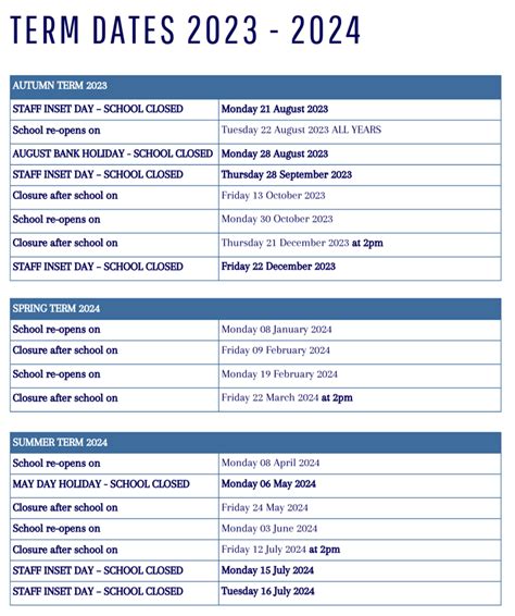 Term Dates | Bishop Rawstorne Church of England Academy