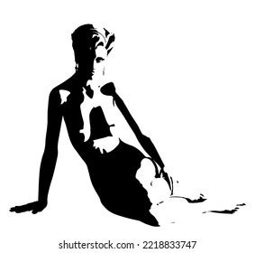 Stylized Vector Illustration Beautiful Naked Girl Stock Vector Royalty Free