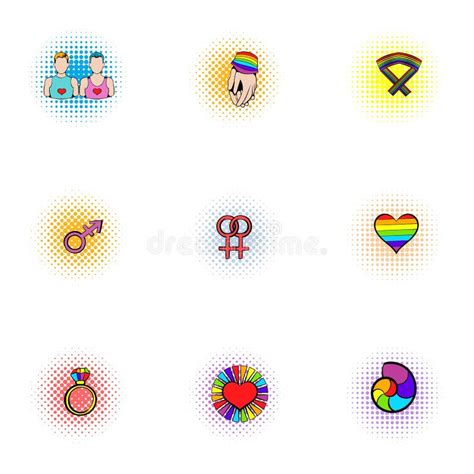 Sexual Minorities Icons Set Pop Art Style Stock Vector Illustration