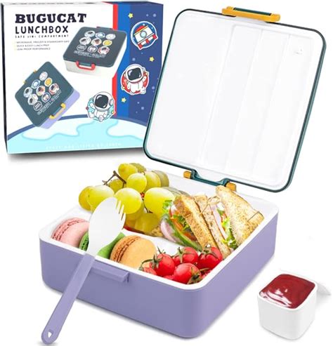 Bugucat Porta Pranzo 1300ML Bento Lunch Box Con 4 Scomparti E Posate