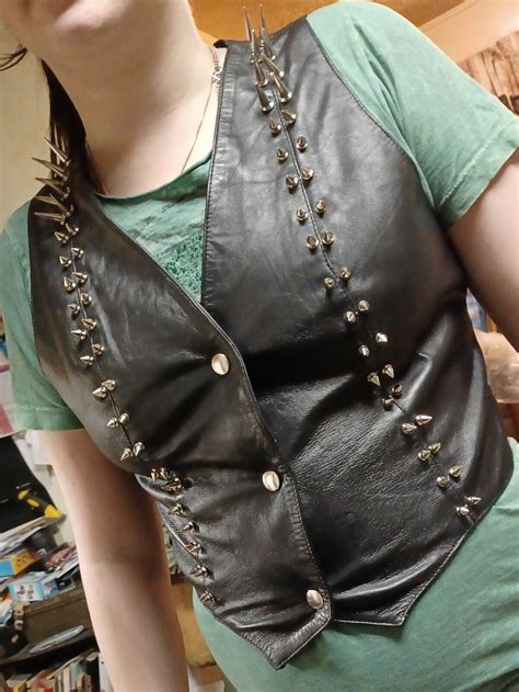 Spiked Leather Vest Punk Battle Vest Biker Vest Pu Gem