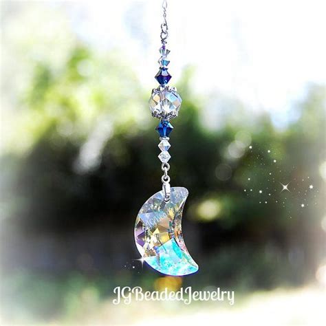 Swarovski Crystal Moon Suncatcher Rearview Mirror Car Charm Hanging