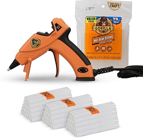 Amazon Gorilla Mini Hot Glue Gun Kit Pack Of 1 Mini Hot Glue Gun And 75 Sticks Dual