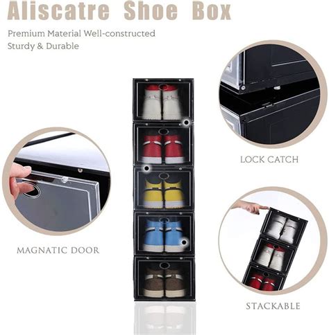 The Adjustable Shoe Box Is Open And Has Several Compartments For Shoes