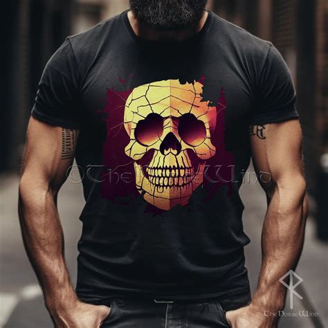 Cracked Skull T Shirt Goth Skeleton Unisex Tee The Norse Wind