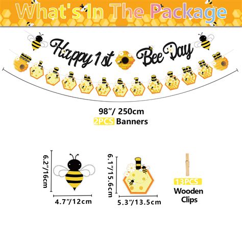 Hegbolke Happy 1st Bee Day Banner 82 Ft 05 Lbs