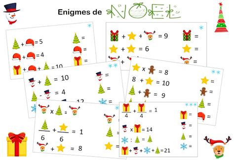 Remue Méninge Enigmes de Noël Cycle 2 Cycle 3 Énigmes de noël