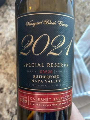 Vineyard Block Estate 2021 Special Reserve Cabernet Sauvignon Vivino Us