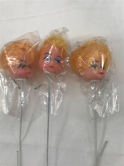 Vintage Lot Of Blonde Doll Heads On Picks Unused Measurements Pictured Etsy Items Doll