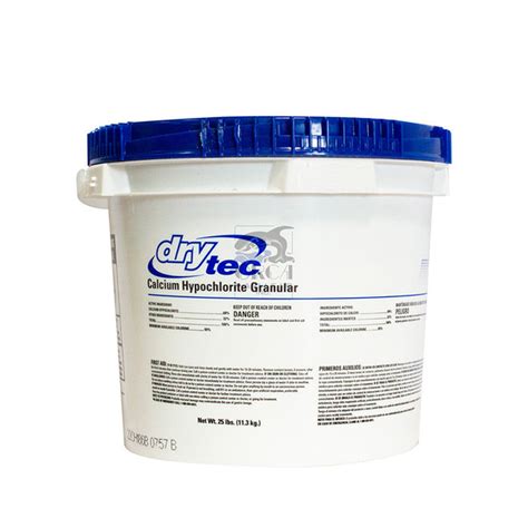 Dry Tec Calcium Hypochlorite Hydrated Mixtures 68 Erg 140 25 Pail Un2880 Orca Pacific