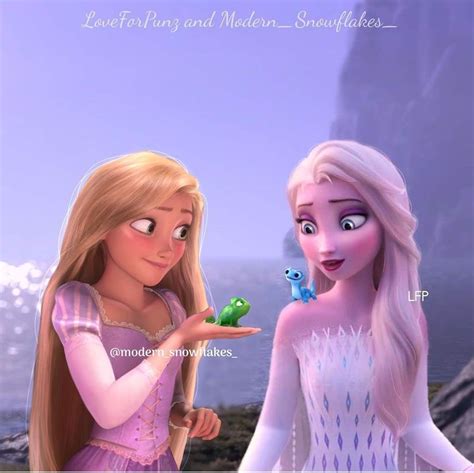 Rapunzel And Elsa Frozen Tangled Disney By Modern Snowflakes Frozen Disney Movie