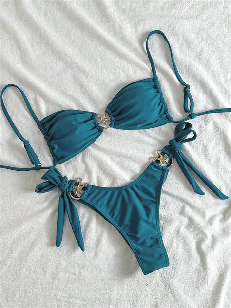 Swim Mod Conjunto De Bikini Para Playa Y Vacaciones De Verano De Mujer Con Acento De Estrella De