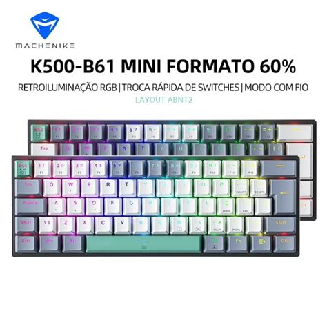 Machenike K500 B61 Mini Bàn phím cơ khí 60 abnt2 bố trí RGB đèn nền hot swappable NKRO có dây