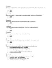 MKT 164 Quiz 4 Question 1 How Much People Trust You Is Less Important