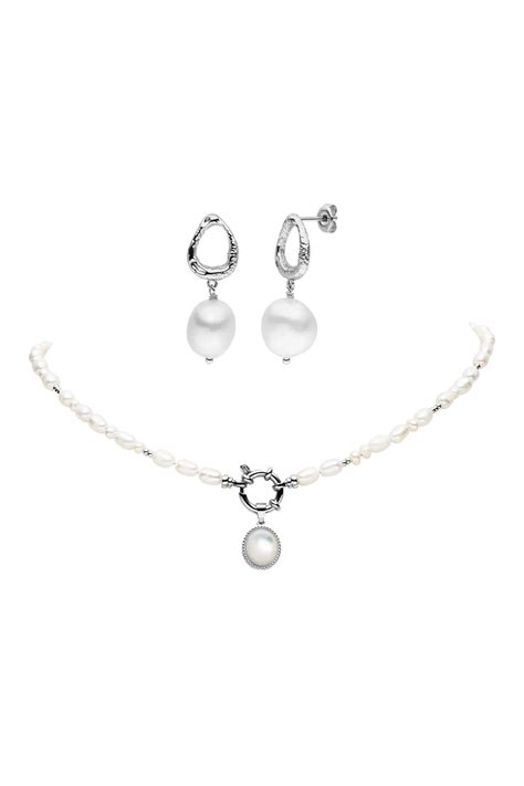 Amalfi Pearl Set Silver