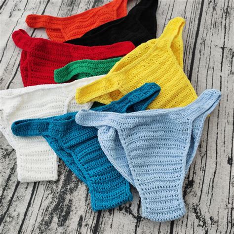 Hot Men Women Breathable Underwear Hand Crochet Low Rise Swimming Sunbathing Male Boxers Panties