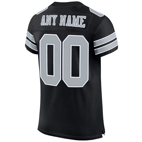 Custom Black Silver-White Mesh Authentic Football Jersey – Fiitg