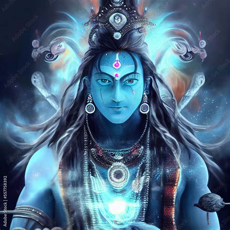 Shiva portrait, hindu god, hinduism deity with blue skin Stock ...