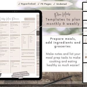 Digital Meal Planner And Recipe Book Meal Prep Goodnotes Food Journal